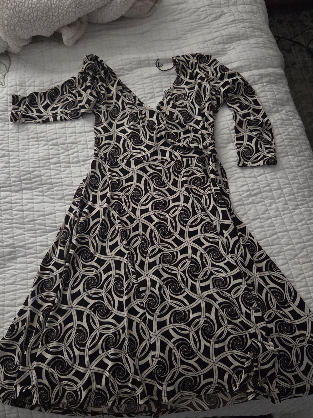 Dark Brown & Cream Geometric Dress - London Times